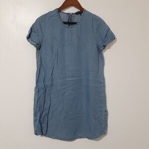 Express Women's Light Blue S Lyocell Denim Shift Dress